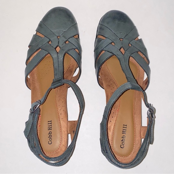 Cobb Hill Aubrey Gray Leather Cushioned Comfort Slingback Pumps - Picture 7 of 16